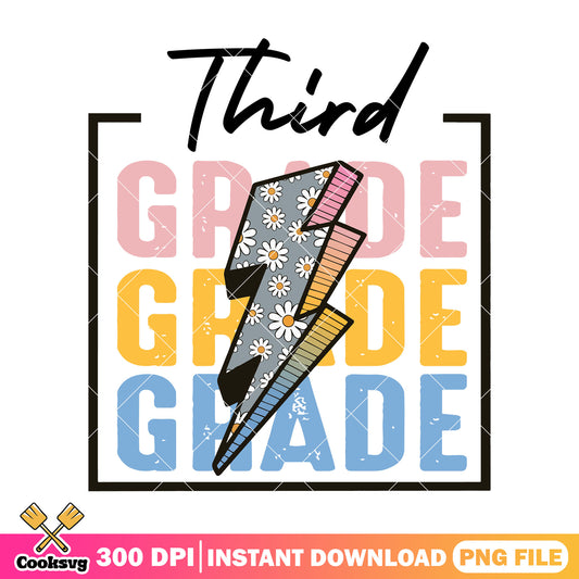 Lightning third grade png, poster font png, back to school art png