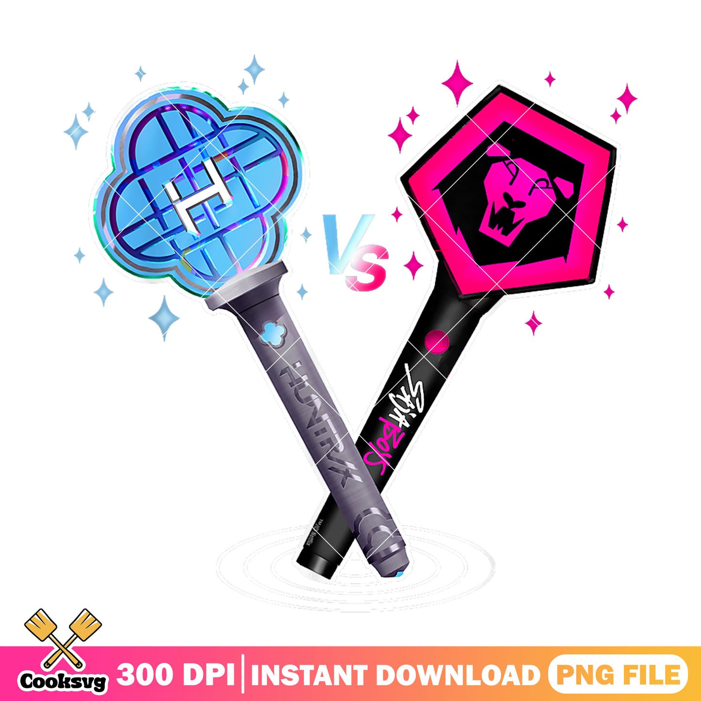 Lightstick kpop hunters png, huntrix girl png, kpop saja png