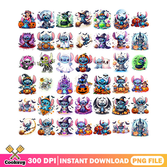 Lilo and stitch costume png bundle, spooky castle png, witches hat png