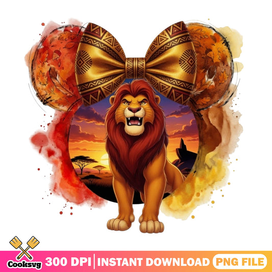 Lion King Mufasa Disney PNG, Mickey Ears Bow PNG, Fall PNG