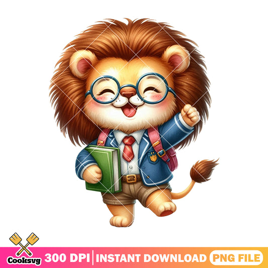 Lion chibi cute png, lion happy png, welcome back to school png