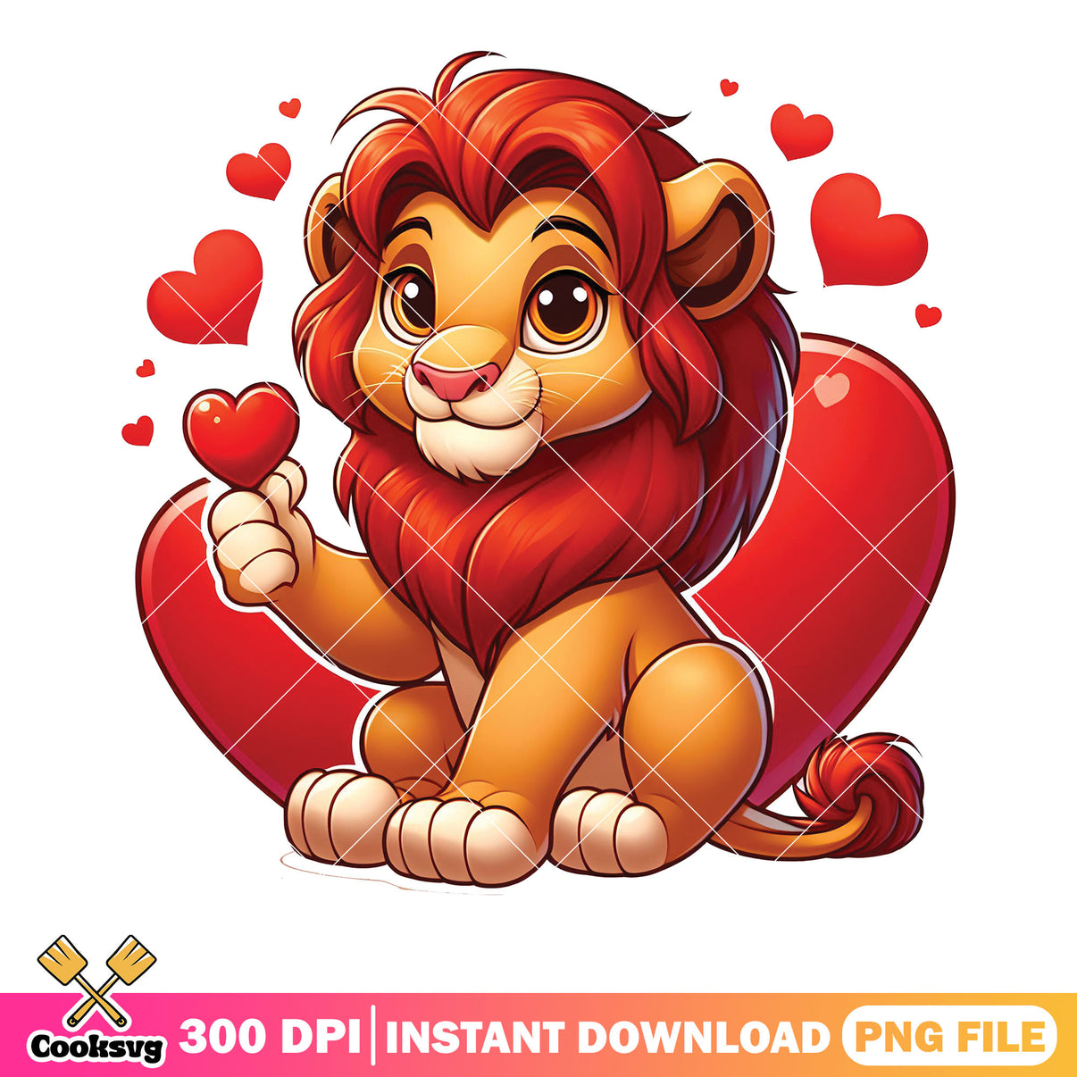 Lion king red heart valentine png, simba lion png, valentine heart png ...