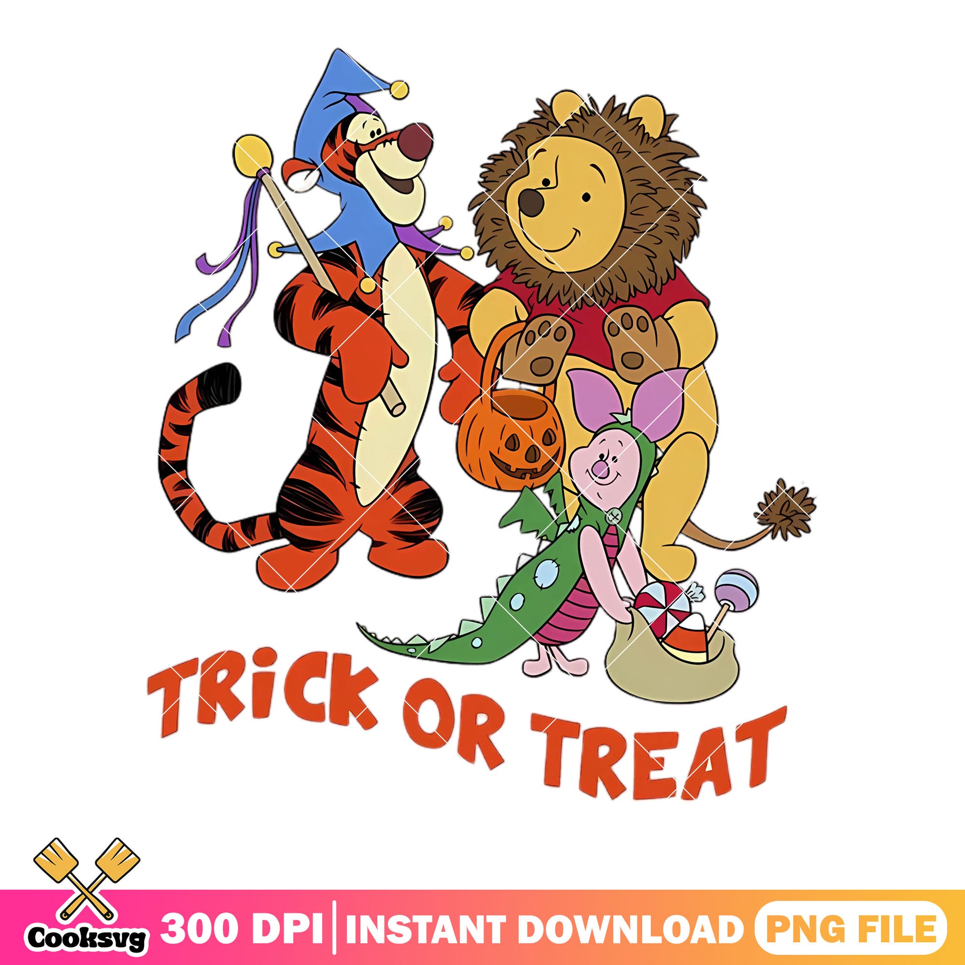 Lion pooh drogon piglet png, tiger clown png, disney halloween png