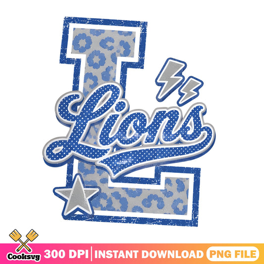Lions Football Leopard Letter PNG, Detroit Lions PNG, Football PNG