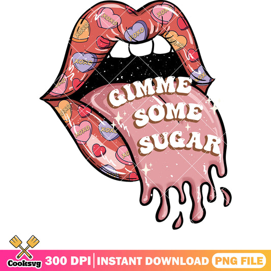 Lips gimme some sugar valentine png, lips valentine png