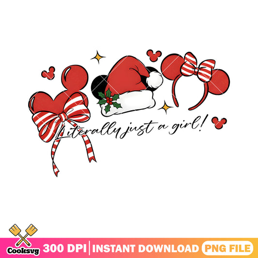 Litterally just a girl png, santa hat png, christmas decor png