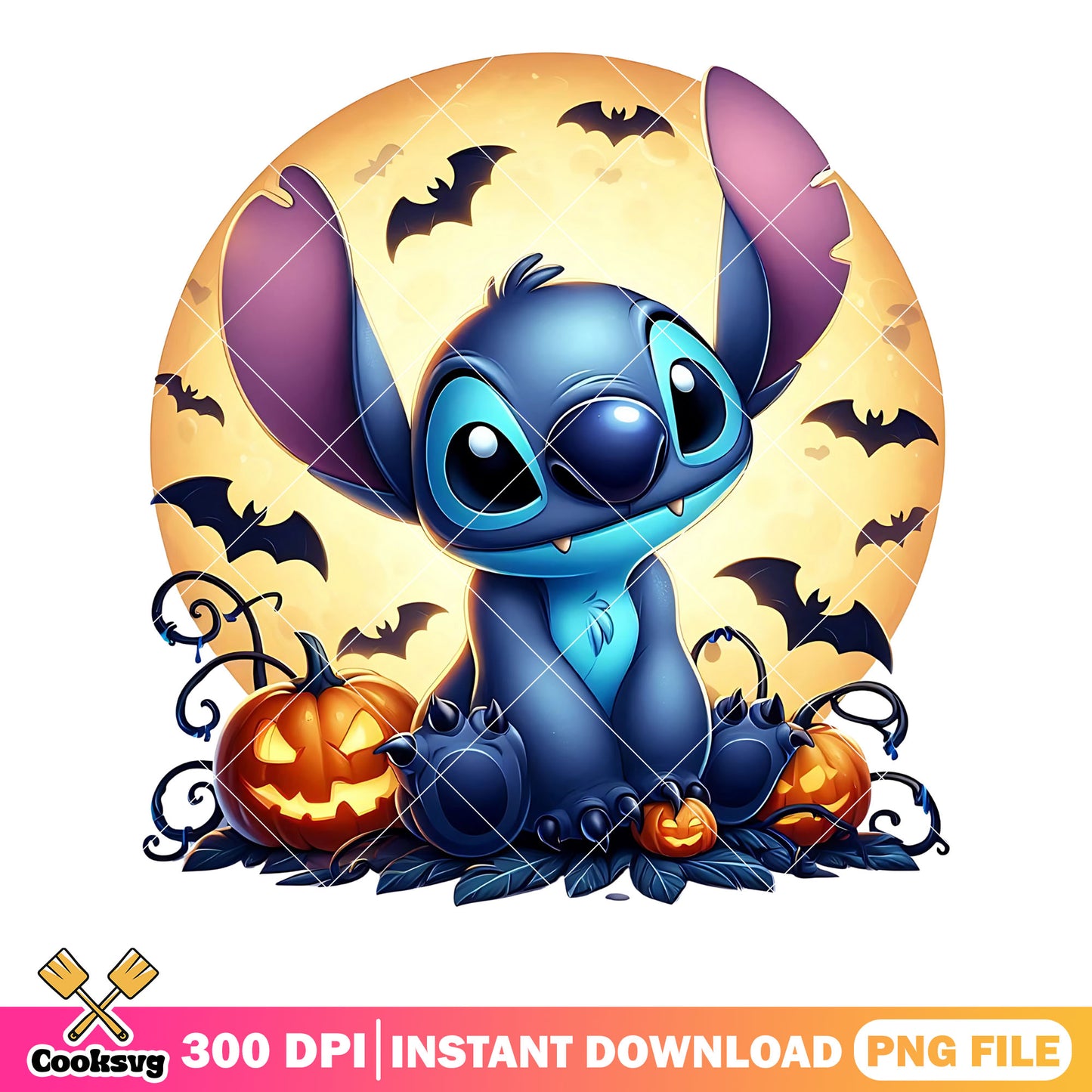 Little  baby stitch png, jack o lantern png, scary bat png