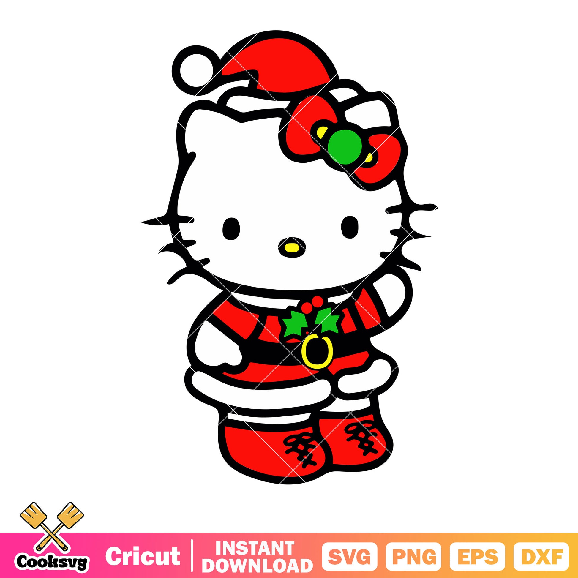 Little cute Hello kitty svg, satan claus svg, red bow tie svg