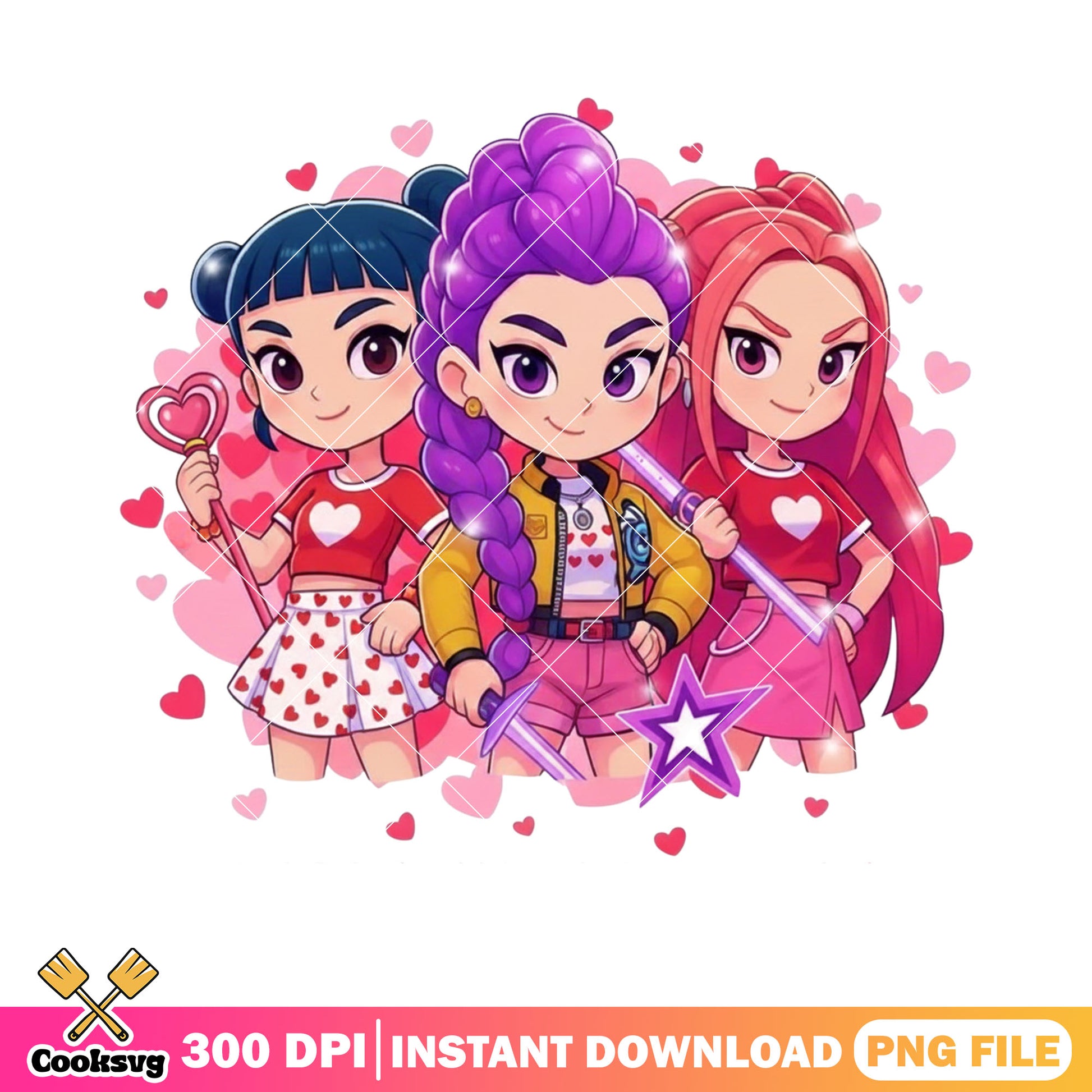 Little huntrix chibi valnetines png, huntrix png, valentines gifts png
