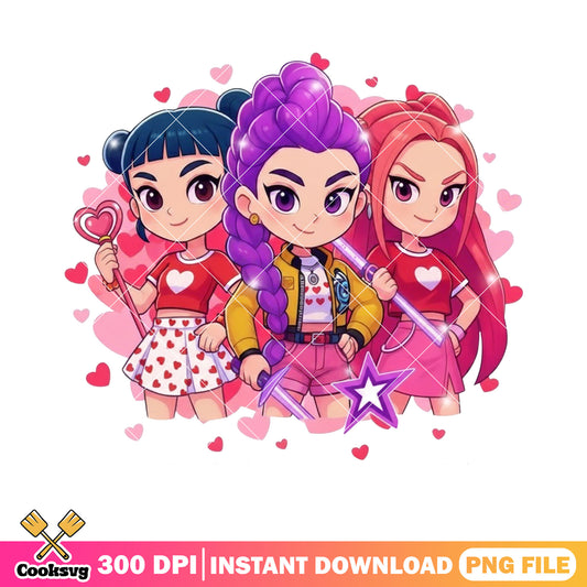 Little huntrix chibi valnetines png, huntrix png, valentines gifts png