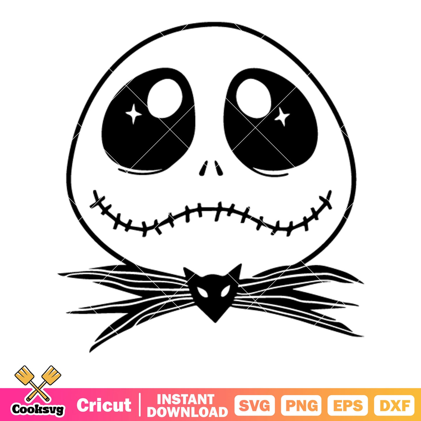 Little jack kingskeleton svg, shinny eyes svg, mouth stitches​ svg
