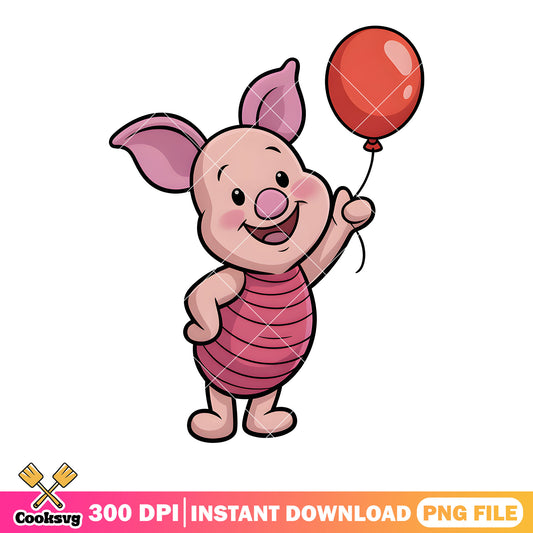 Little piglet balloon cute png, winnie the pooh png, disney piglet png