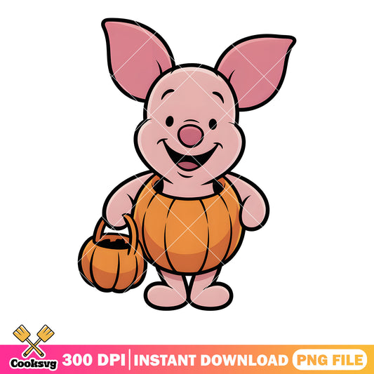 Little piglet pumpkin png, winnie the pooh piglet png, halloween png