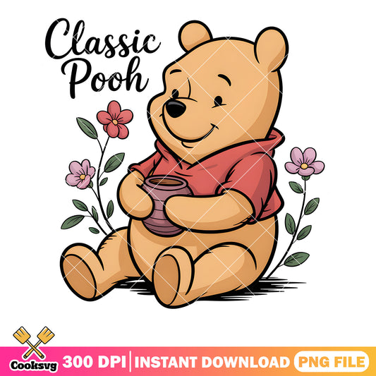 Little pooh bear vibes png, pooh vibes png,​ vintage pooh png