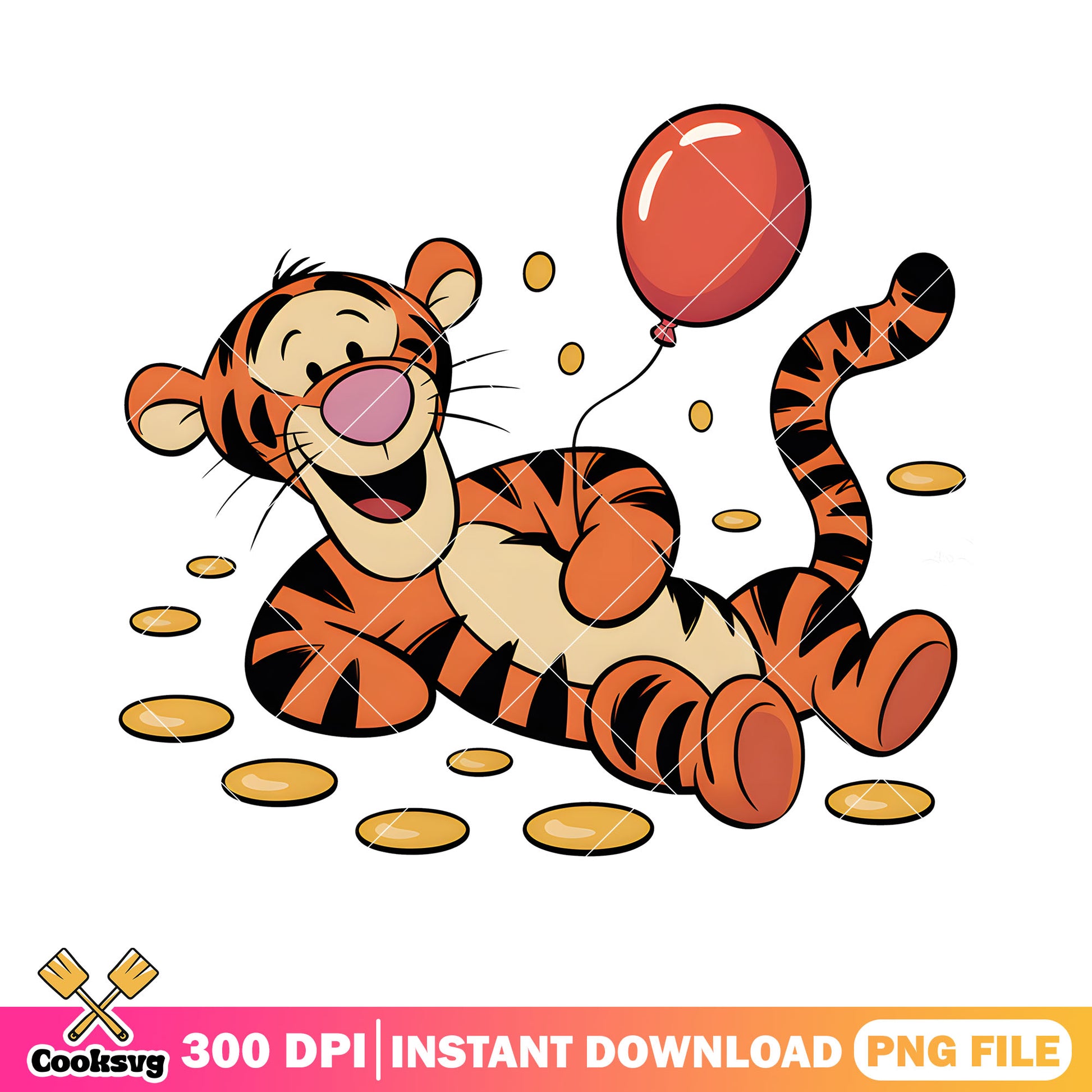 Little tiger play balloon png, disney tiger png, winnie the pooh png