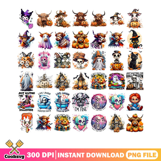 Live laugh toaster bath png bundle, skeleton costume png, chucky doll png