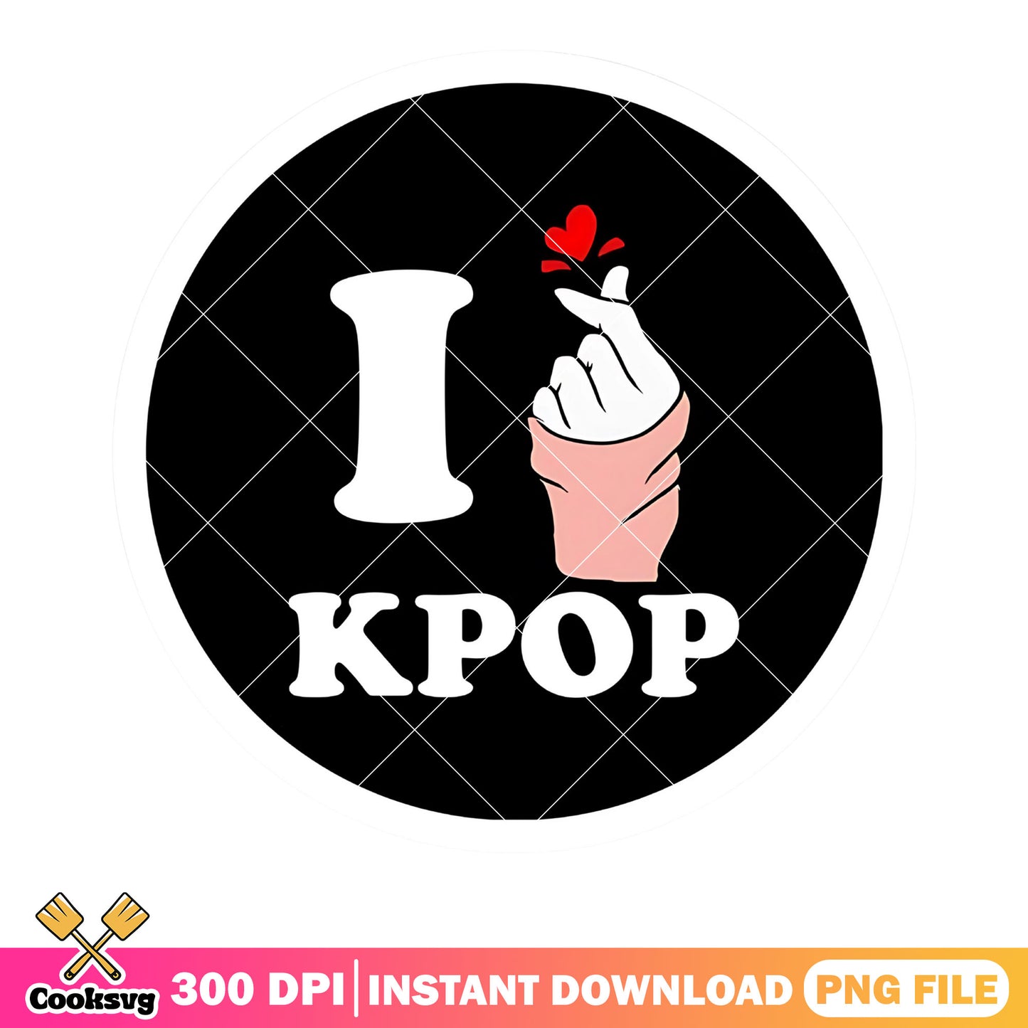 Logo I love kpop music png, kpop finger heart png, love kpop png
