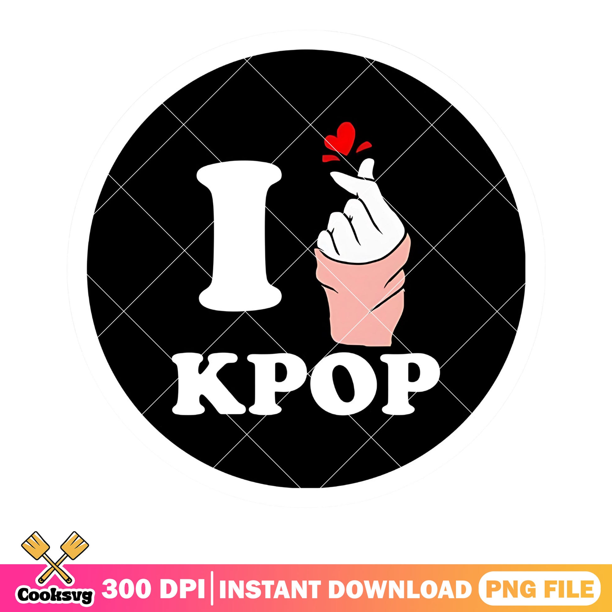 Logo I love kpop music png, kpop finger heart png, love kpop png
