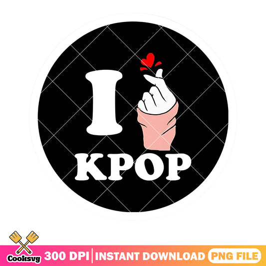 Logo I love kpop music png, kpop finger heart png, love kpop png