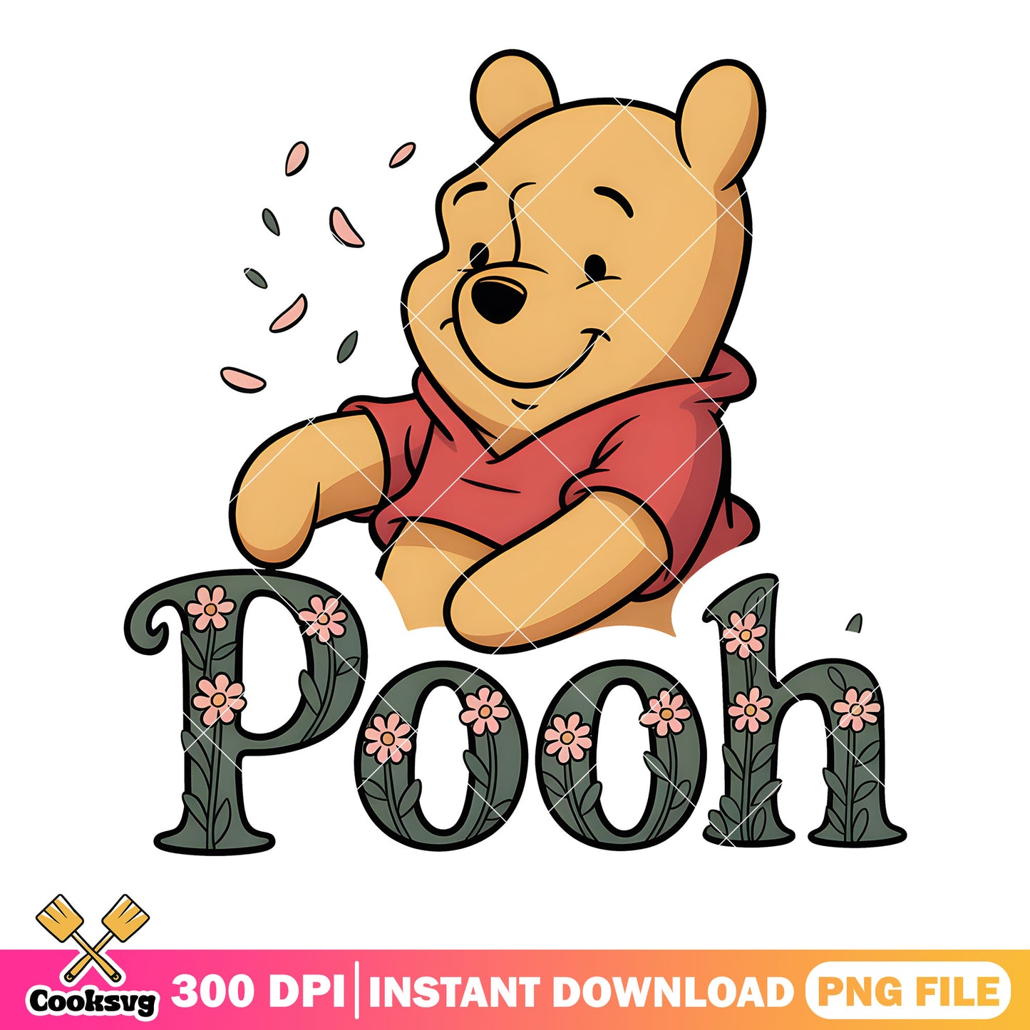 Logo pooh flower poster png, pooh bear png, disney winnie the pooh png