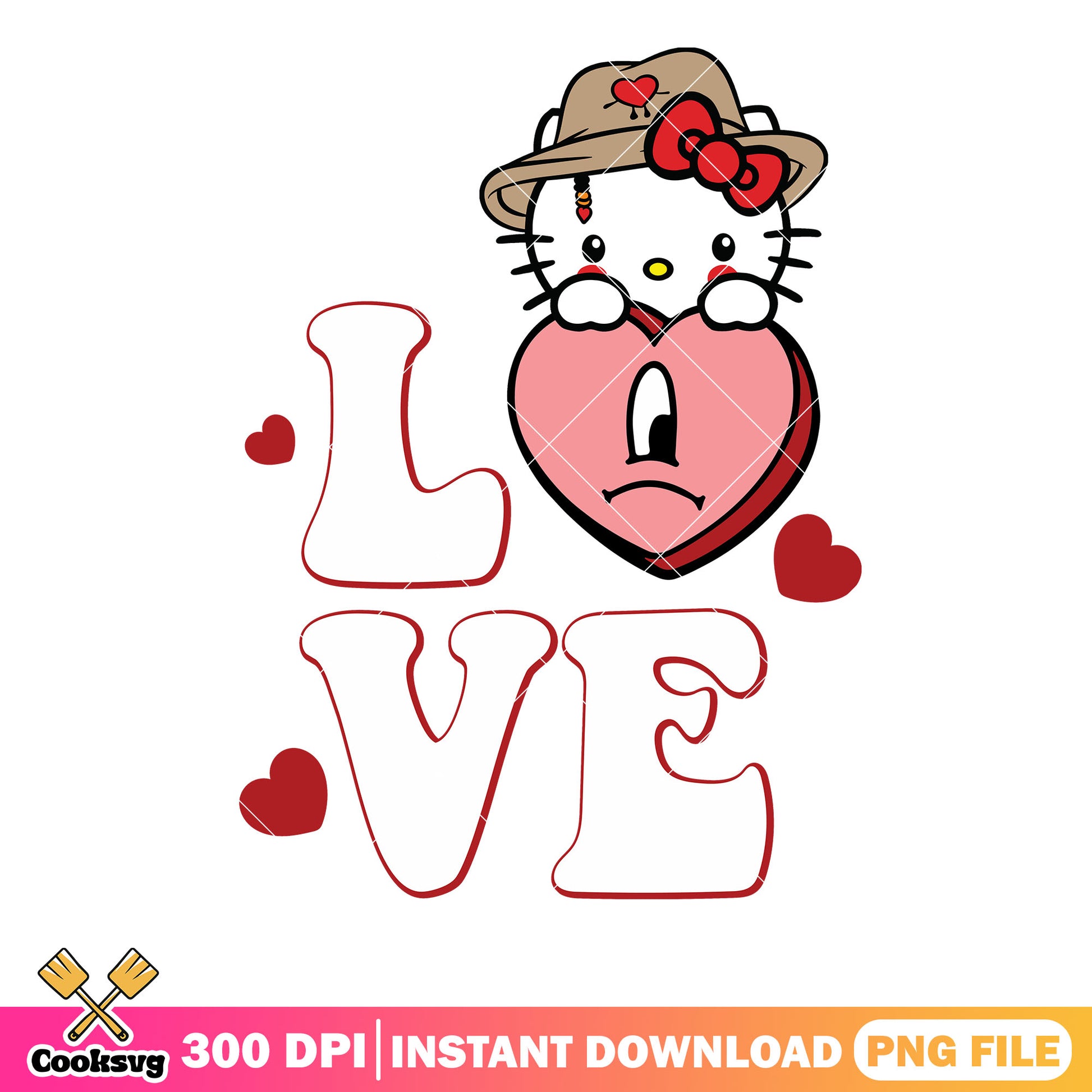 Love bad bunny hello kitty png, bad bunny valentine png