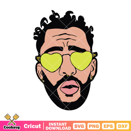 Love benito bad bunny head svg design, bad bunny valentine svg