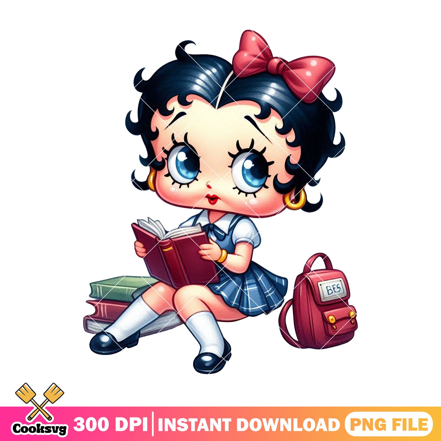 Love betty boop png, back to school art png, betty boop sitting​​ png
