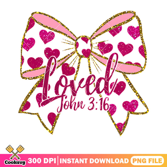 Loved john 3 16 png, valentines day png, valentine bow png