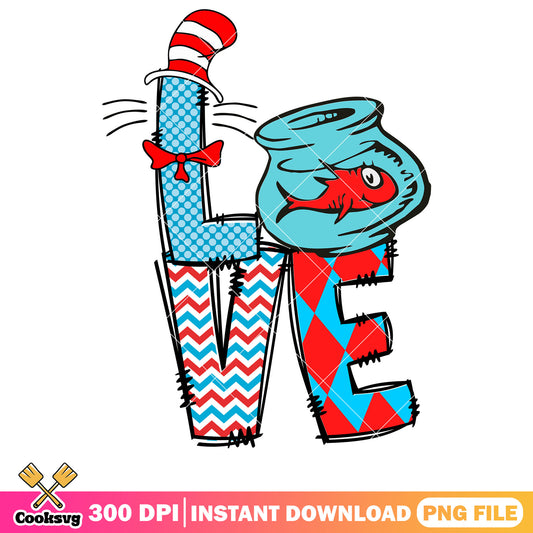 Love fish in dr seuss cartoon png, love dr seuss png, dr seuss cartoon png