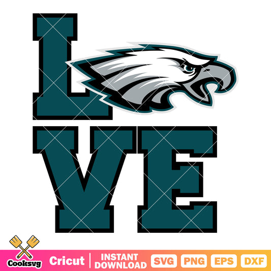 Love for my eagles svg, philadelphia eagles svg, eagles head svg
