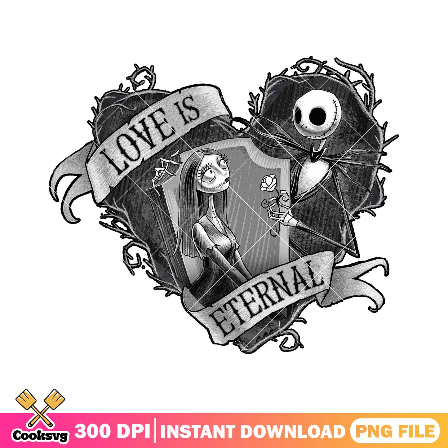 Love is eternal png, costume halloween png, sally design png