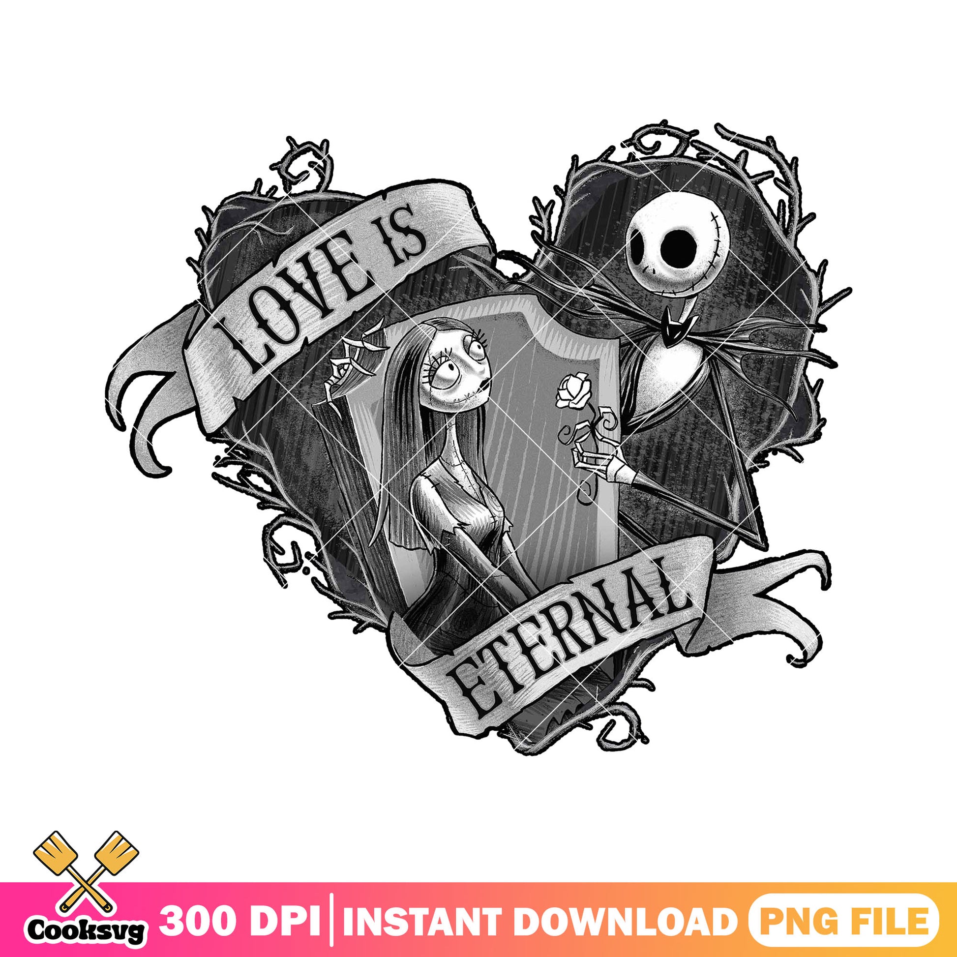 Love is eternal png, costume halloween png, sally design png