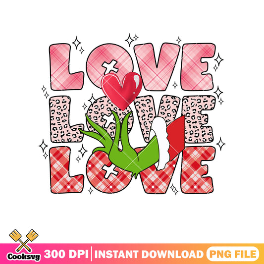 Love love love grinch png, peace love grinch​ png, grinch hand​ png