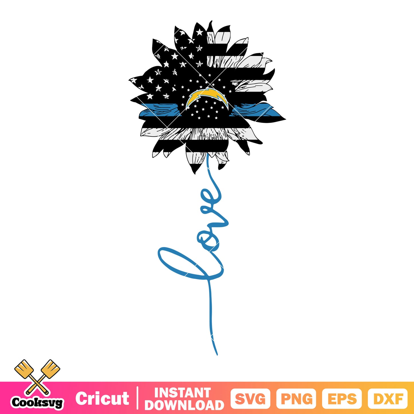 Lovely america flower svg, Los angeles​ chargers svg, sunflower svg