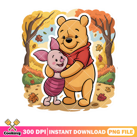 Lovely autumn friends pooh png, pooh bear png, winnie the pooh piglet png