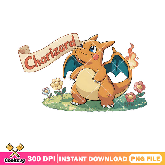 Lovely charizard poster png, pokemon poster png, charizard png