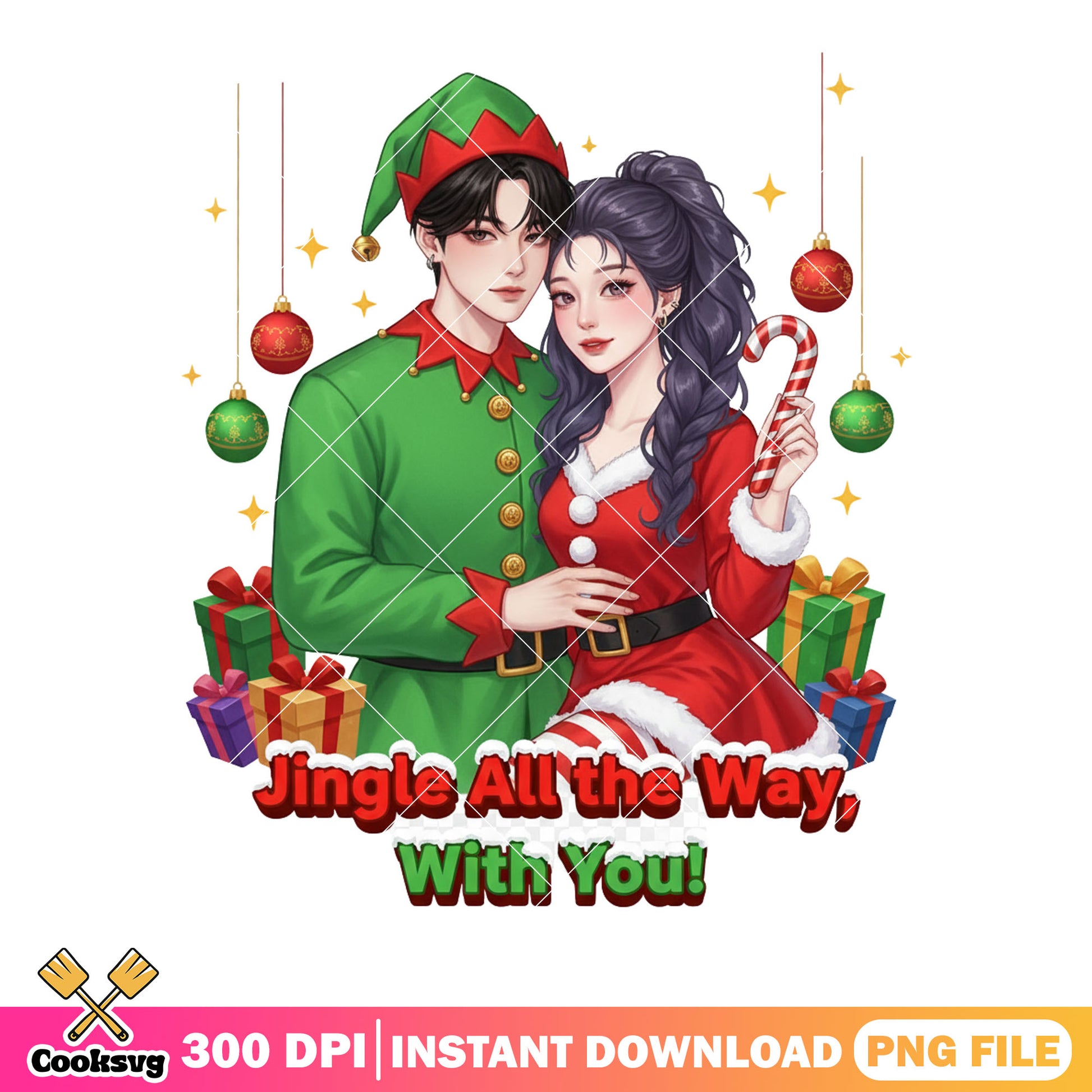 Lovely couple christmas png, jingle all the way png, jinu saja boys png