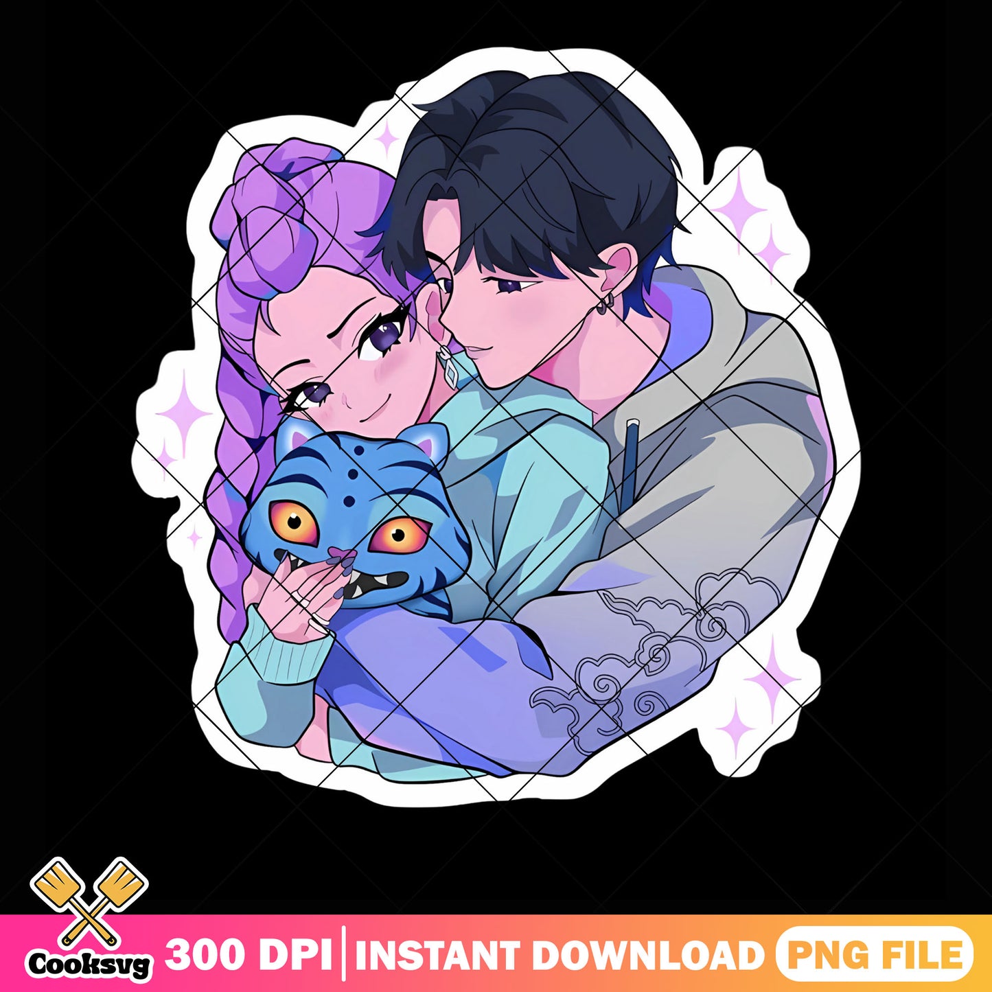 Lovely couple kpop demon png, rumi huntrix png, jinu saja boys png