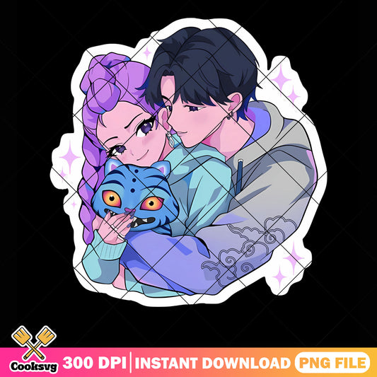 Lovely couple kpop demon png, rumi huntrix png, jinu saja boys png