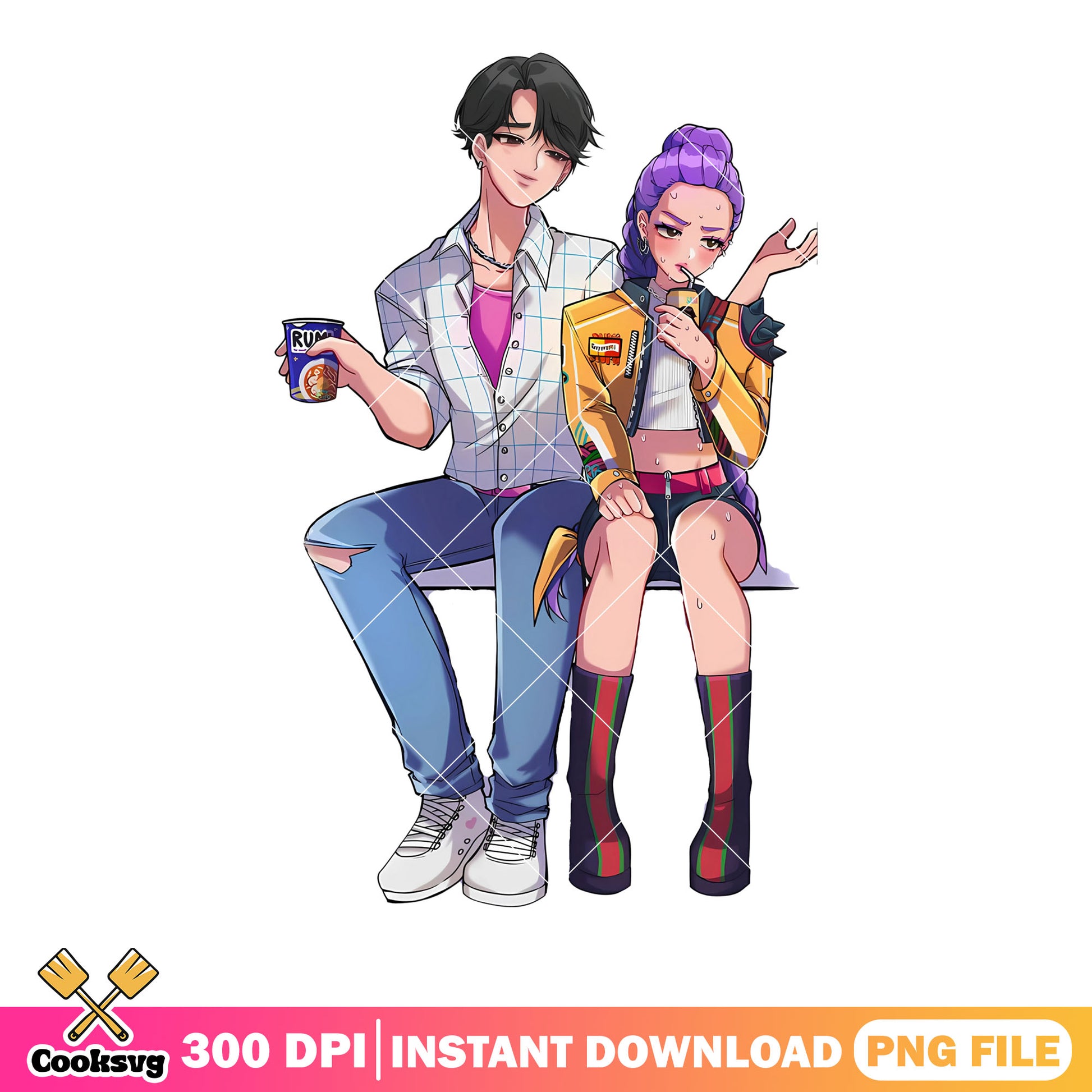 Lovely couple rumi and jinu png, rụjinu png, demon hunters kpop png
