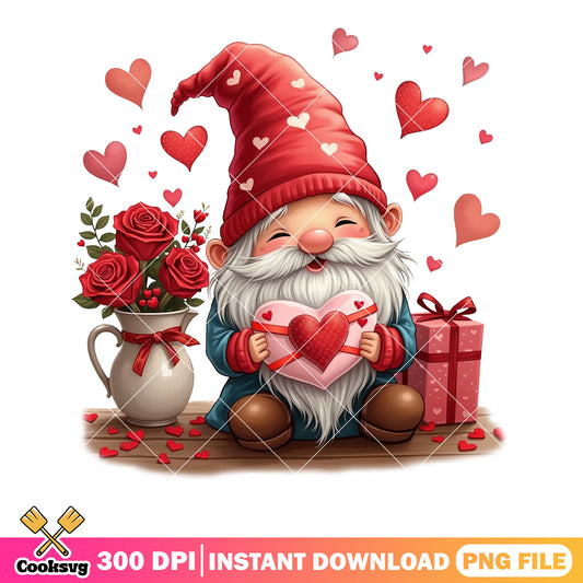 Lovely gnome gifts valentines png, valentines png, valentines gifts png