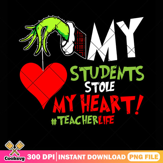 Lovely student play my heart png, grinchmas png, christmas decor png