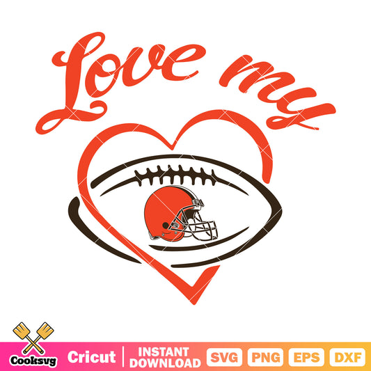 Love my browns team svg, cleverland browns​ svg, scrum cap​ svg