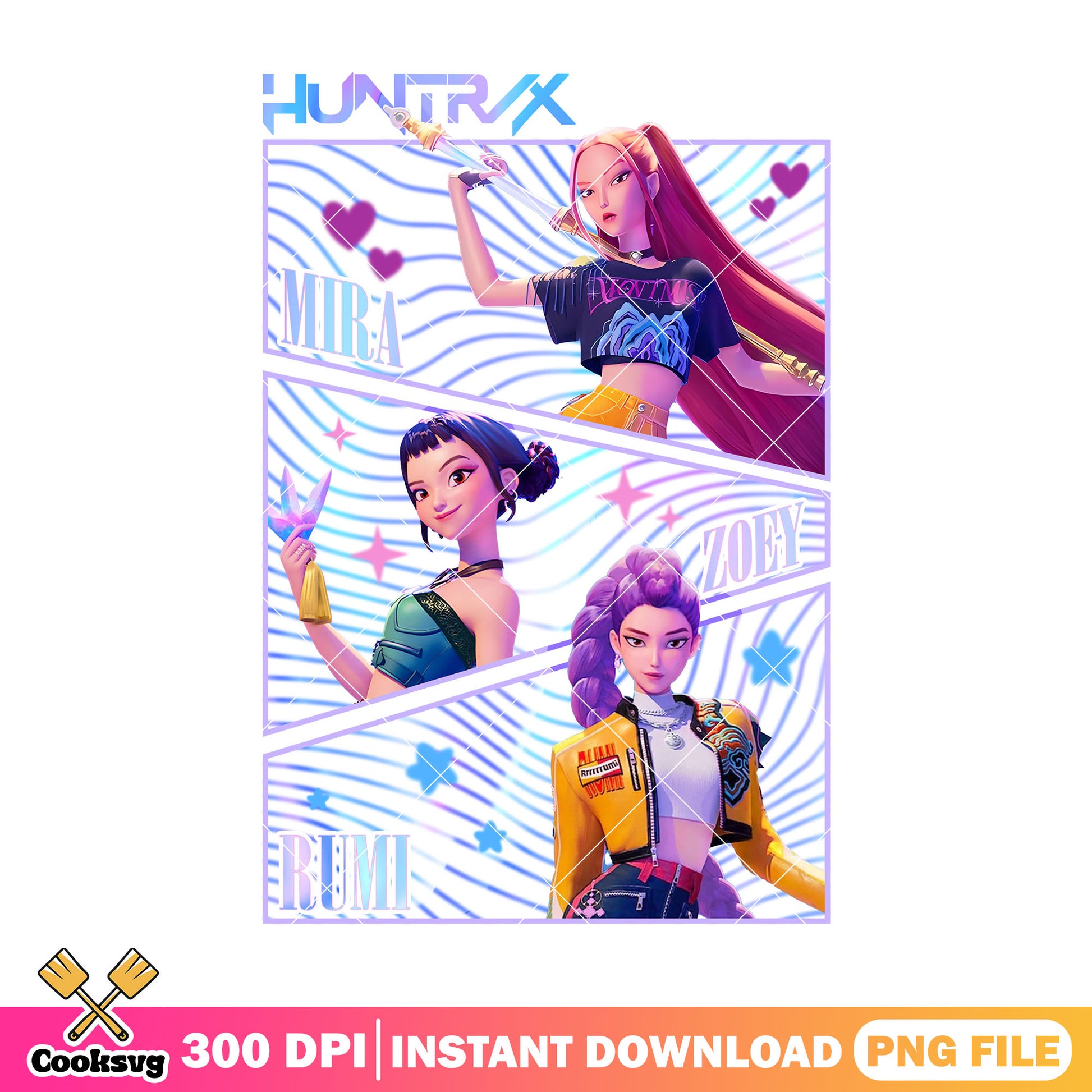 Love performance girl png, huntrix band png, kpop hunters png