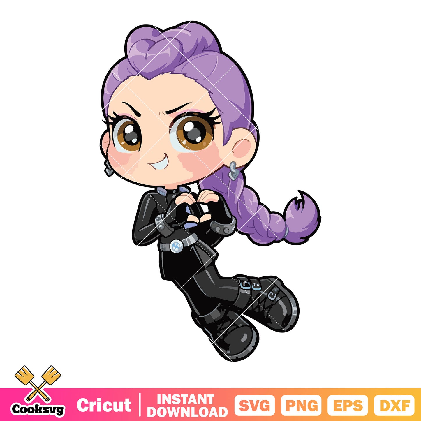 Love shot chibi rumi svg, kpop demon hunters svg, rumi huntrix svg