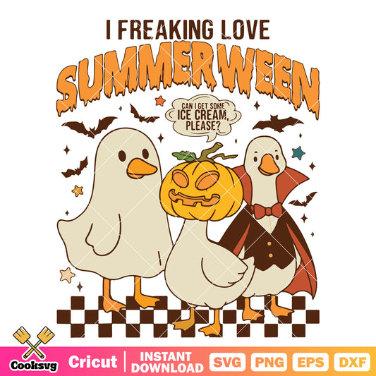 Love summer ween goose svg, halloween goose​ svg, summerween​ svg