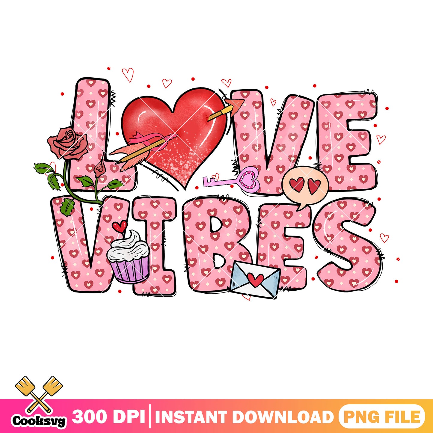 Love vibes pink valentine file png, love valentine png, valentine day png