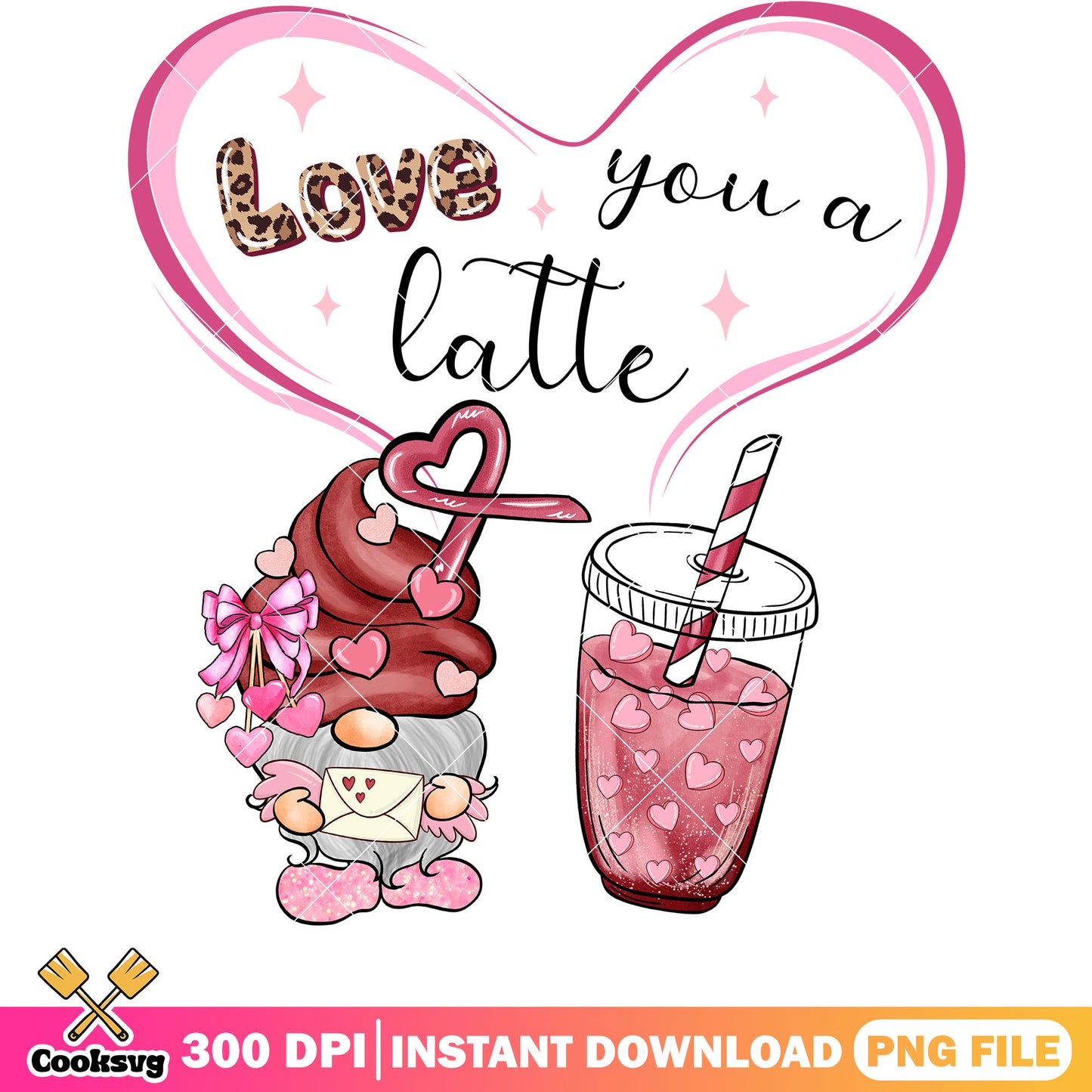 Love you a coffee latte valentine png, love valentine png