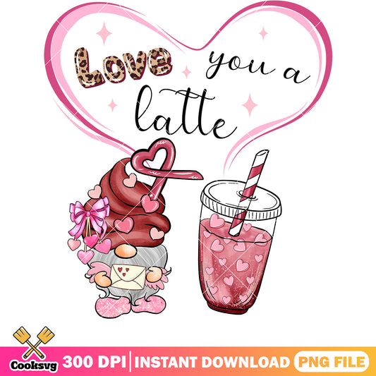 Love you a coffee latte valentine png, love valentine png