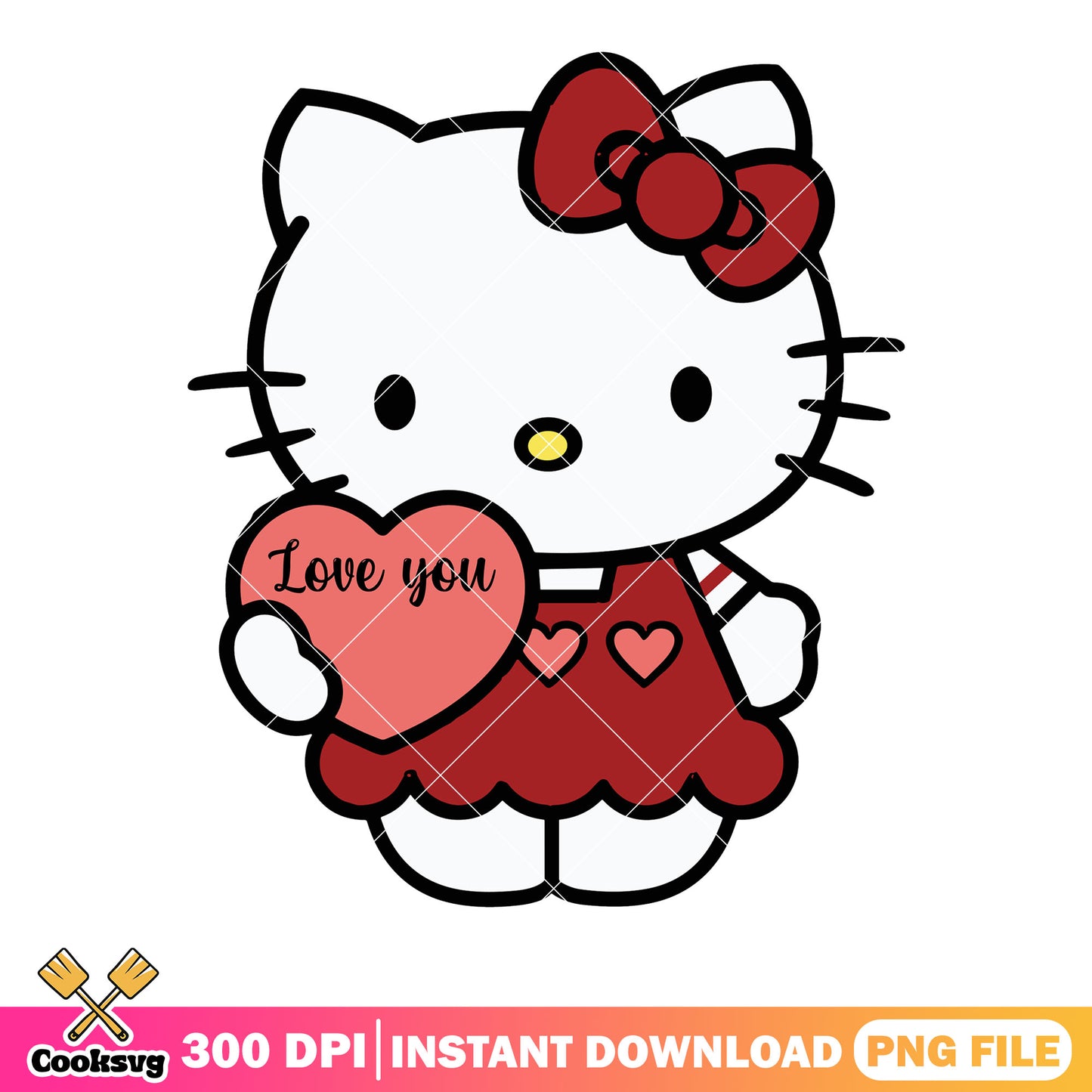 Love you kitty valentine png, hello kitty png, valentine vibes png